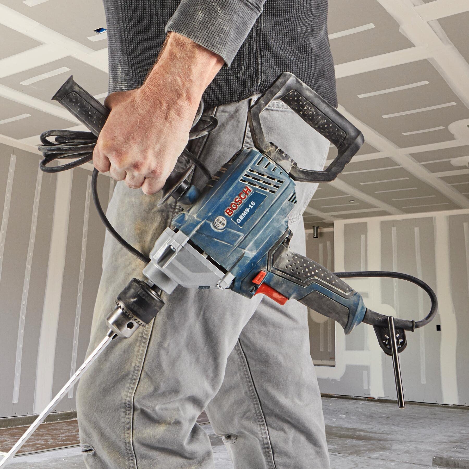 Bosch GBM9-16 two-finger trigger with lock-on simplifies mixing.