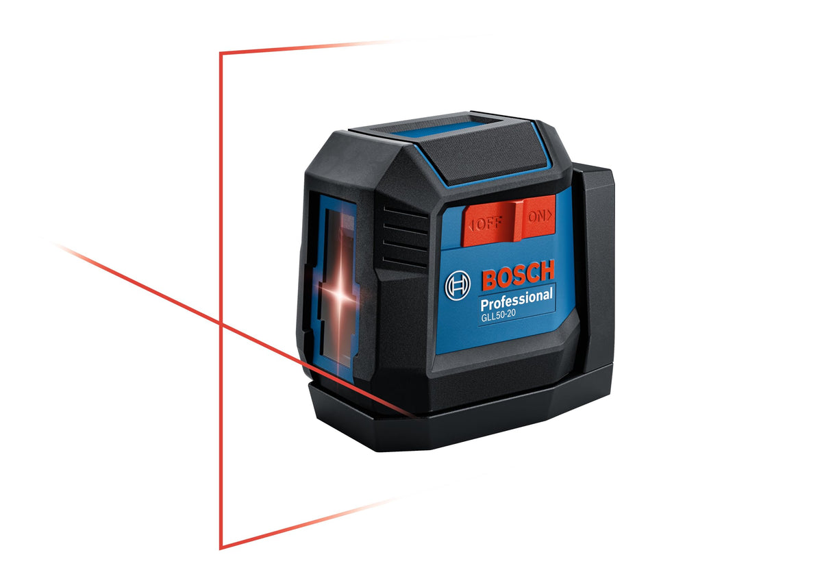 Bosch GLL50-20 cross-line laser with magnetic mount for quick alignment