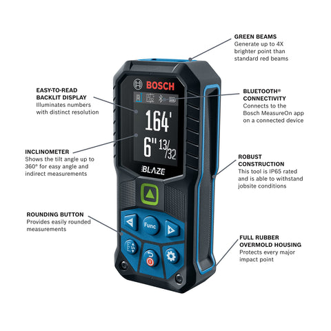 Bosch GLM165-27CGL tilt angle aid for precise layouts