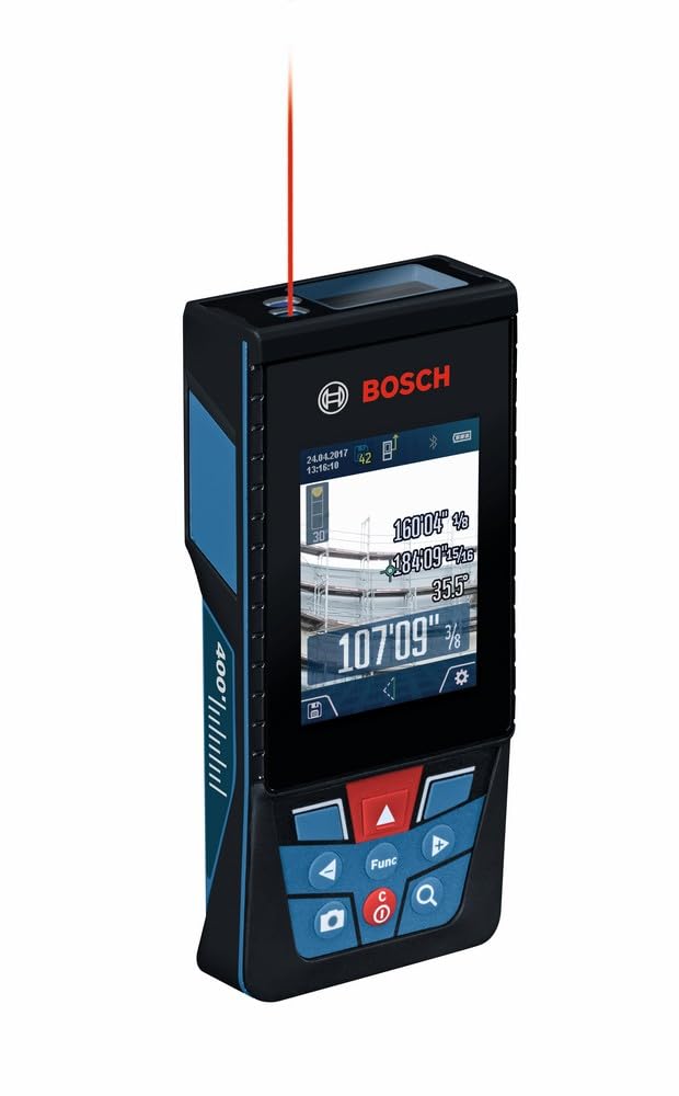 Bosch GLM400CL digital viewfinder zoom helps locate the laser spot at distance.