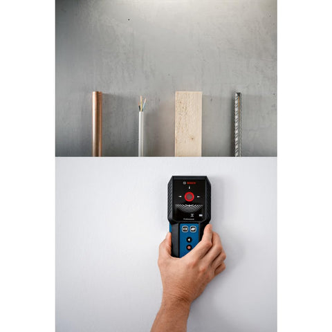 Bosch GMS120-27 detects wood studs and metal framing behind walls