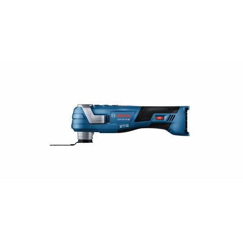Bosch GOP18V-34N rotated battery position closeup enables easier flush-cutting