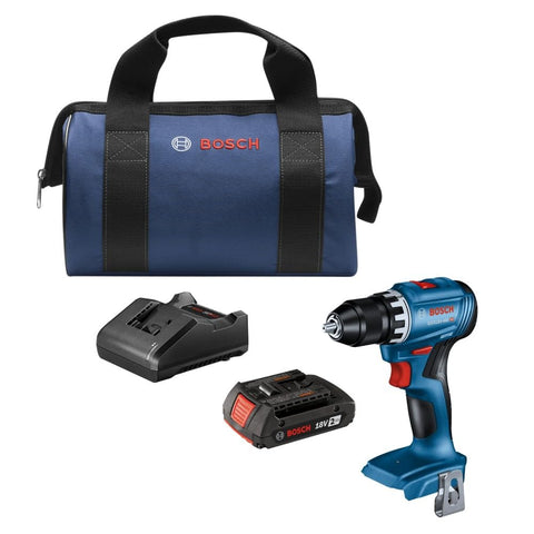 Bosch GSR18V-400B12 compact drill/driver shown for overhead use and precision