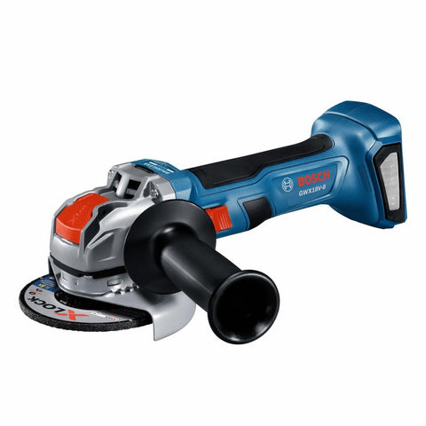 Bosch GWX18V-8N angle grinder with brushless motor for consistent power.