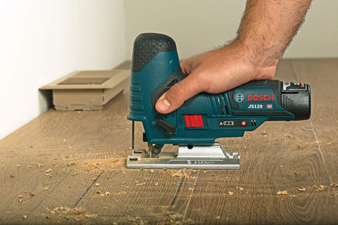 Bosch JS120N counterbalanced plunge mechanism reduces vibration during cuts.
