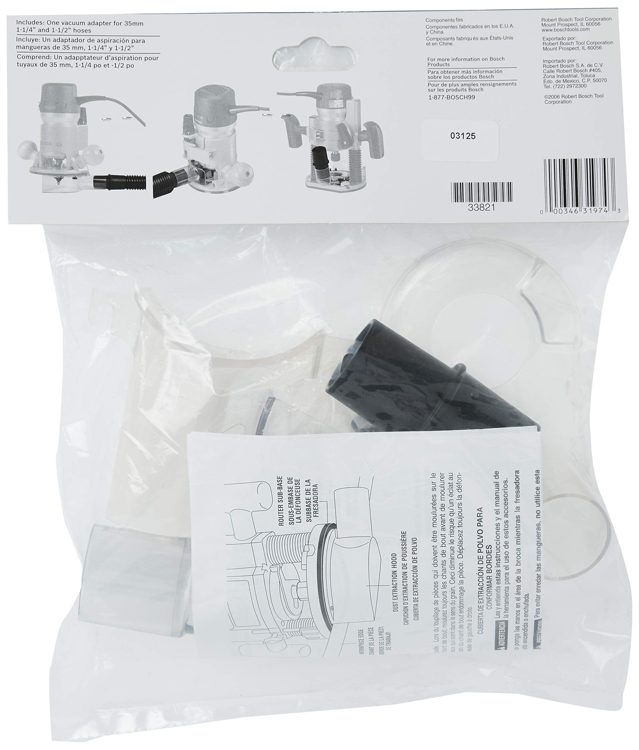 Bosch RA1173AT vacuum adapter enabling multiple hose connections