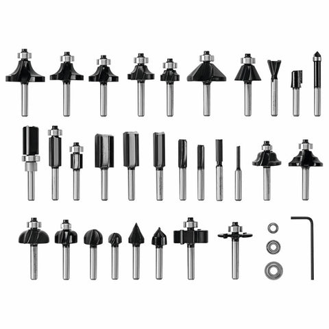 Bosch RBS030MBS 30-piece set overview showcasing versatile wood routing options.