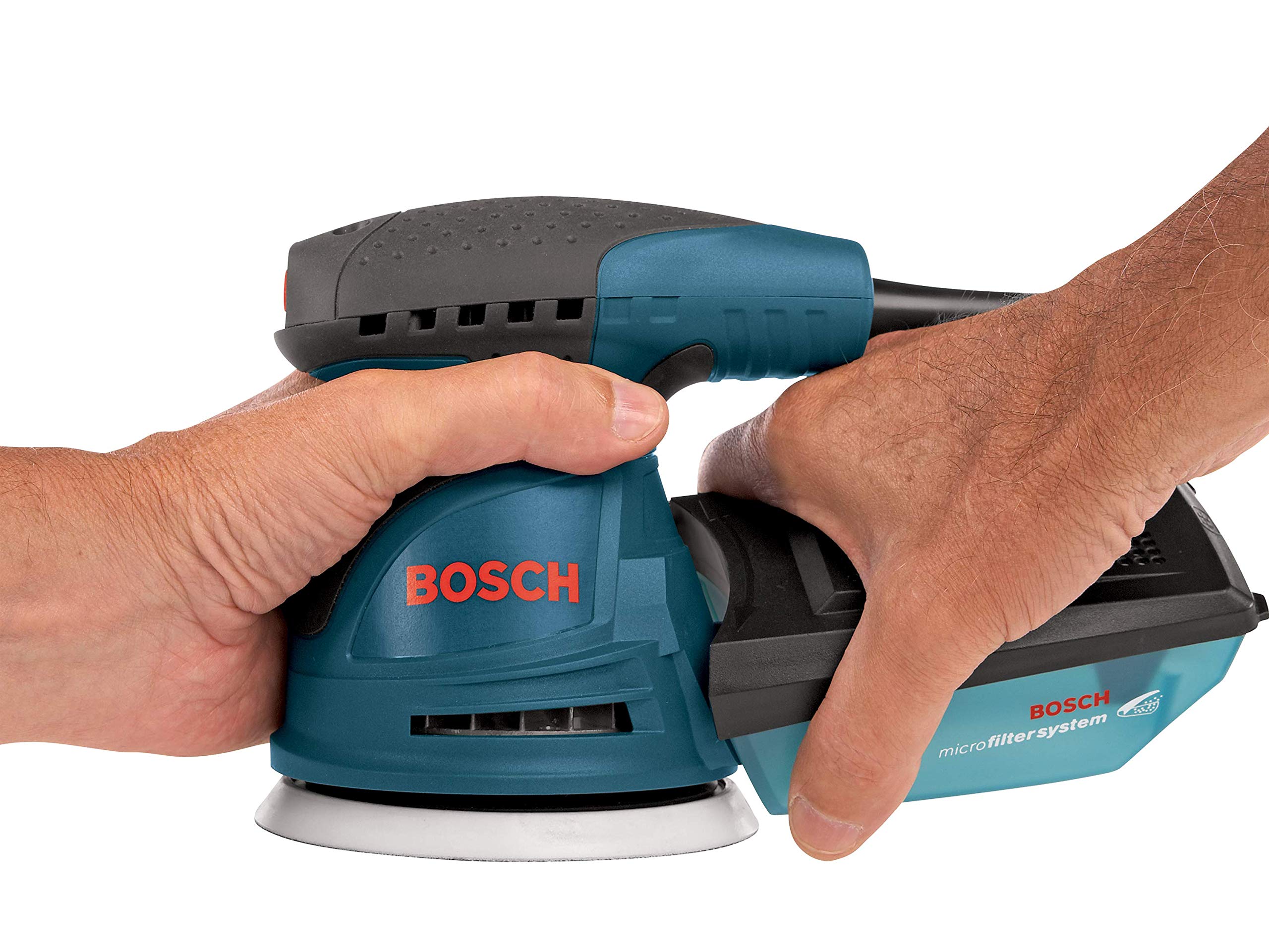 Bosch ROS20VSC palm sander dampening ring reduces swirl.