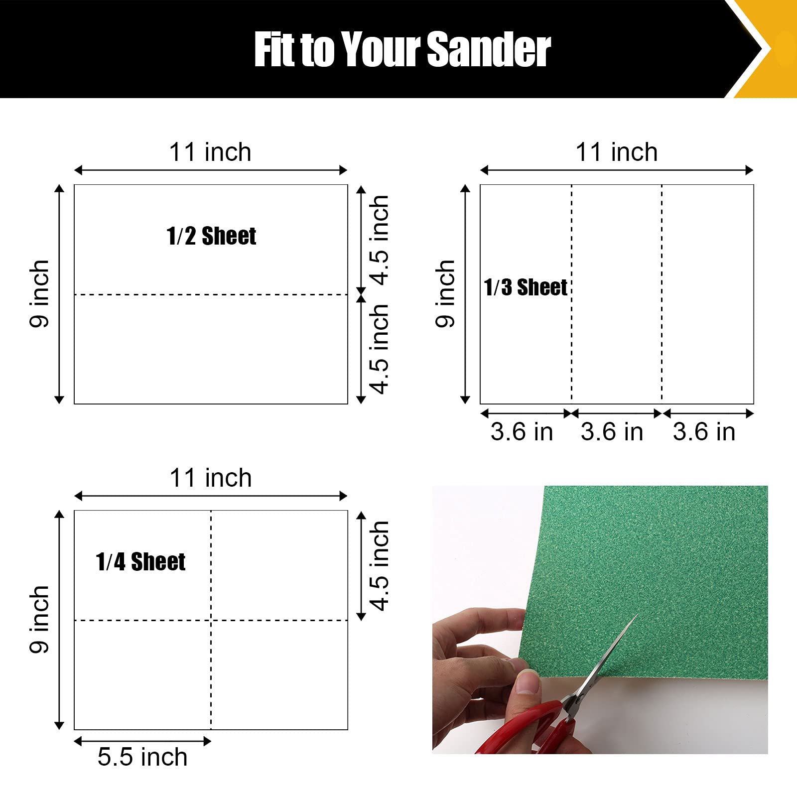 Boshcraft 9x11 inch sheets that can be cut to fit sanding blocks.