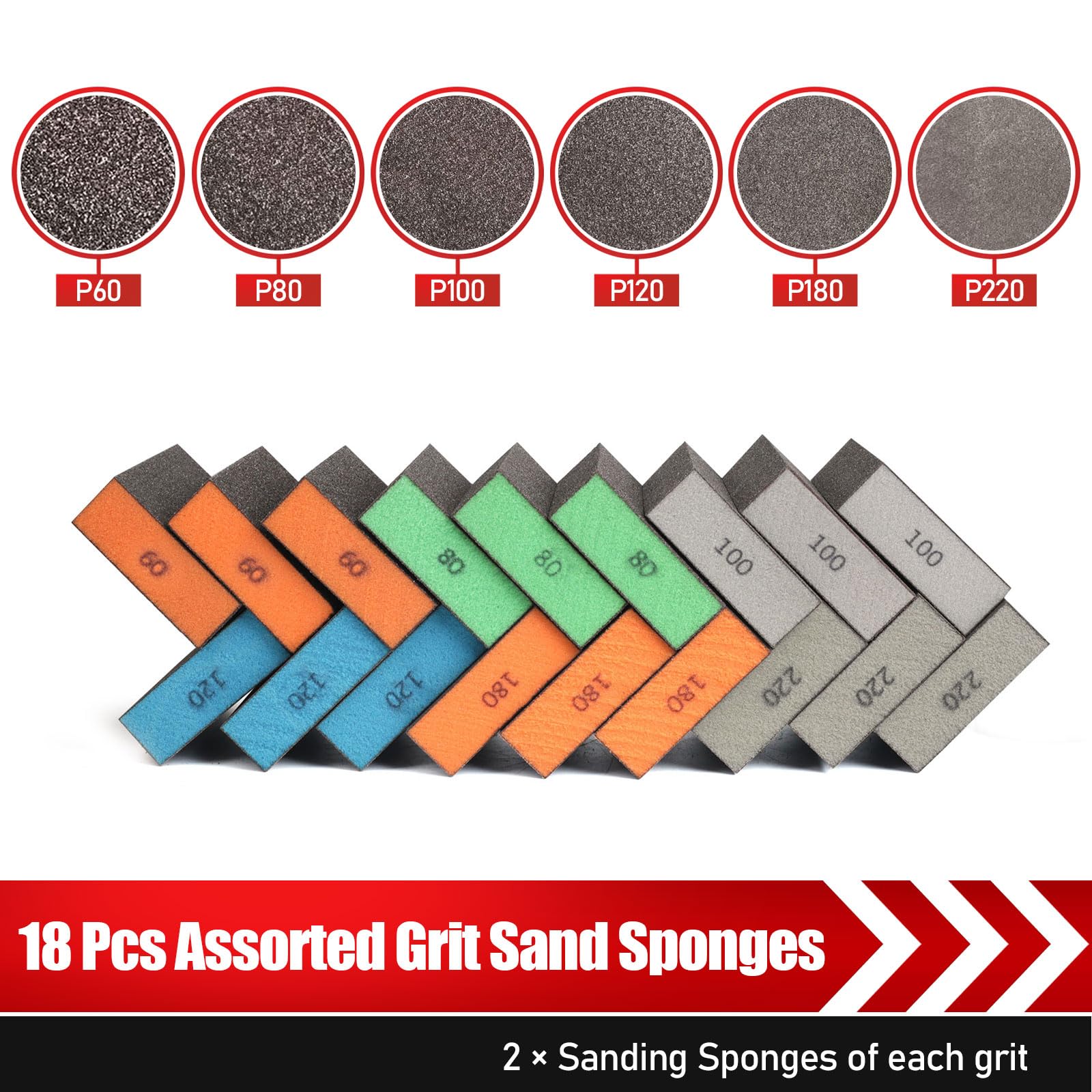 BOSHCRAFT sanding sponge block with medium grit for smooth finishes on wood and metal
