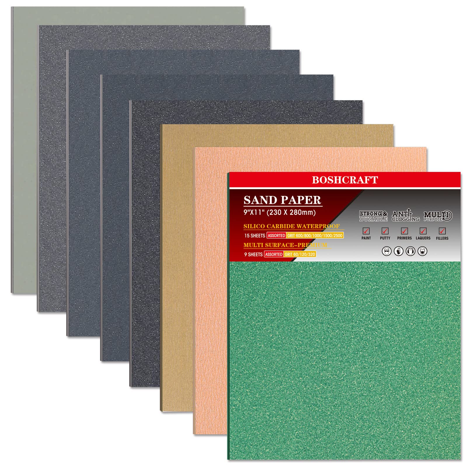 BOSHCRAFT 60 grit sheet for fast material removal and shaping in wood and metal