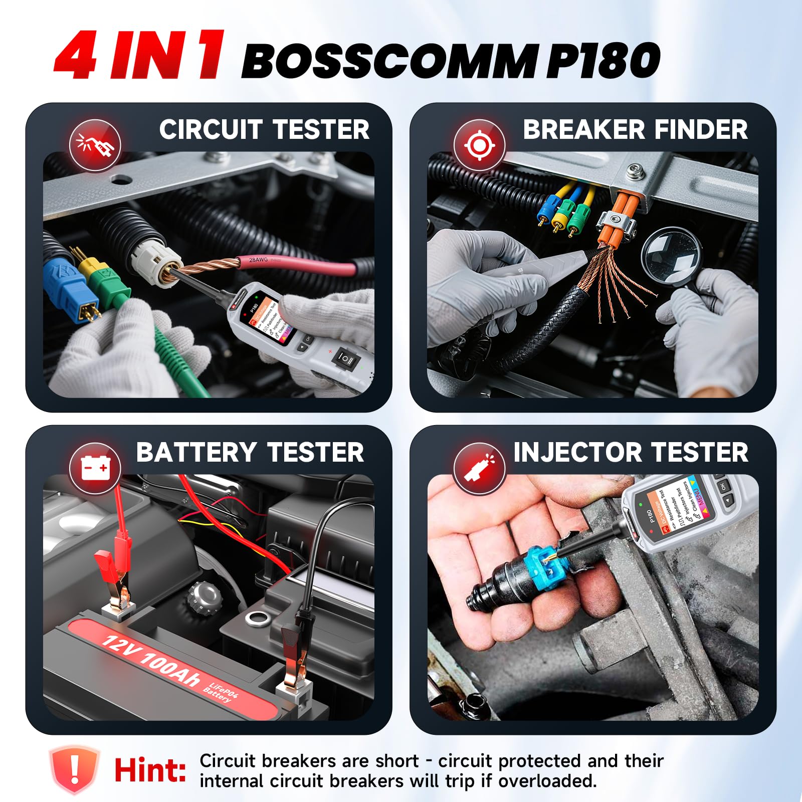 BossComm P180 polarity and continuity test for wiring integrity