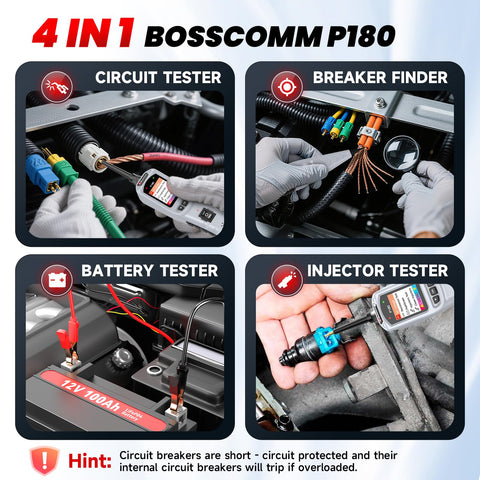 BossComm P180 polarity and continuity test for wiring integrity