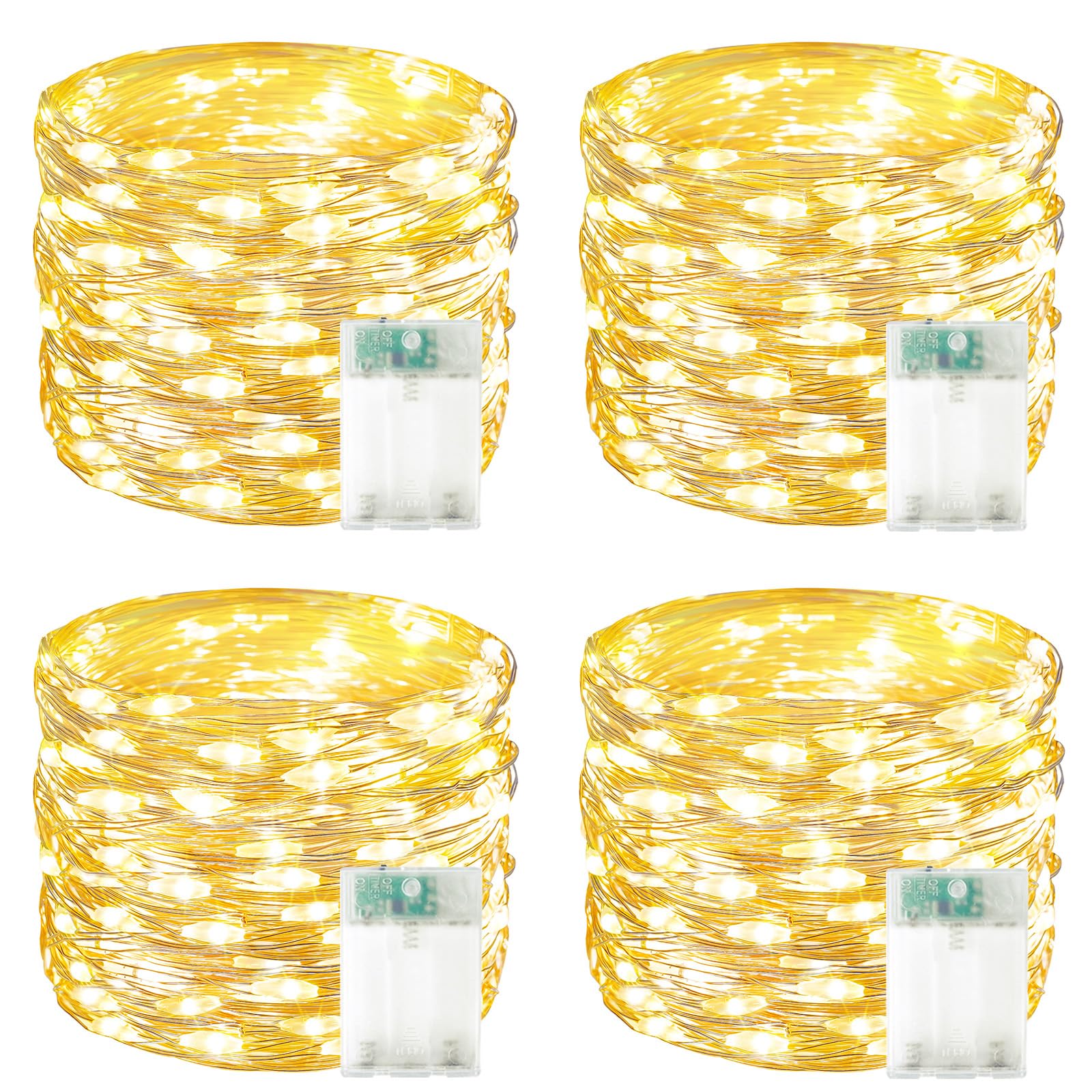 Bossern 4-pack 60 LED fairy lights with timer for warm ambient indoor and outdoor decor