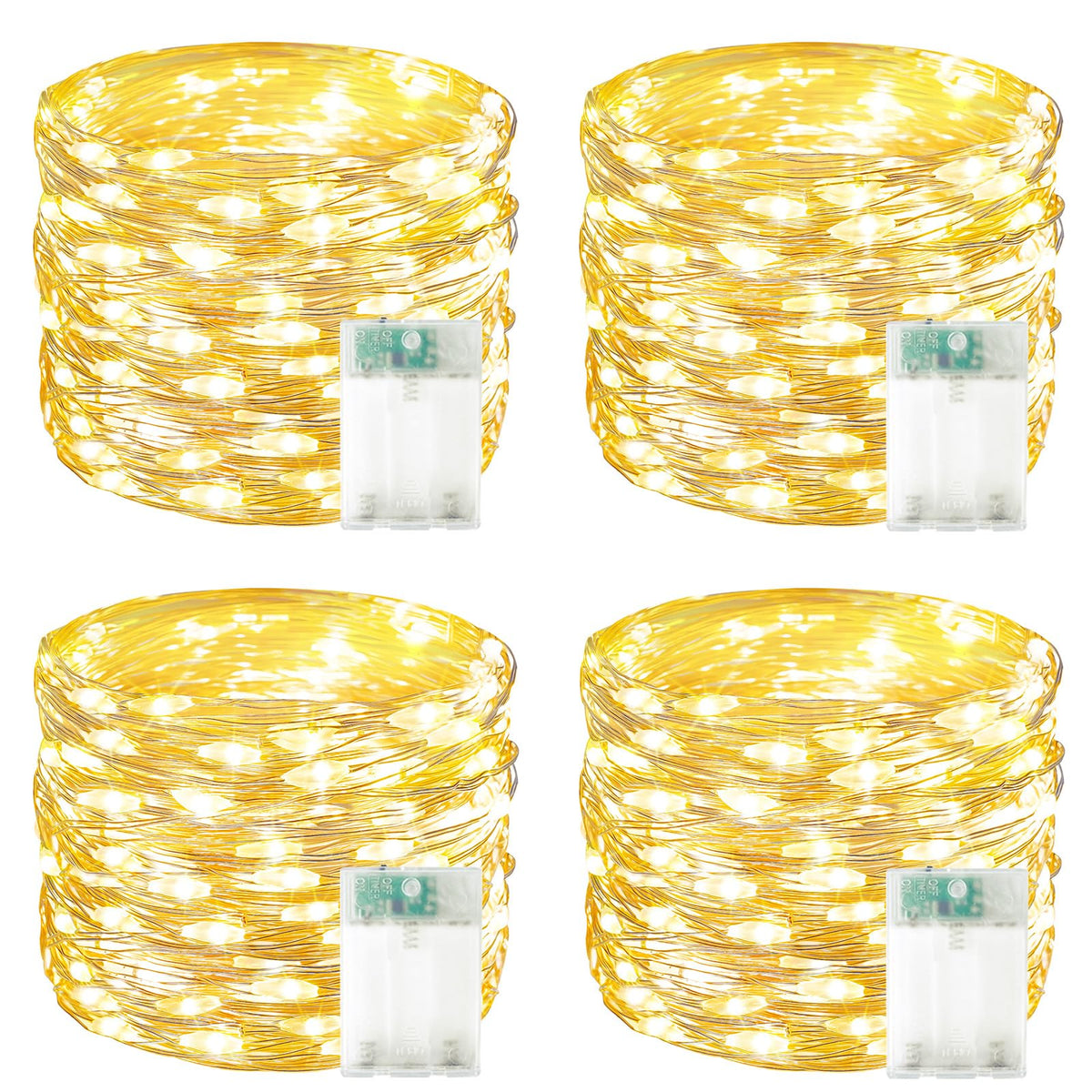 Bossern 4-pack 60 LED fairy lights with timer for warm ambient indoor and outdoor decor