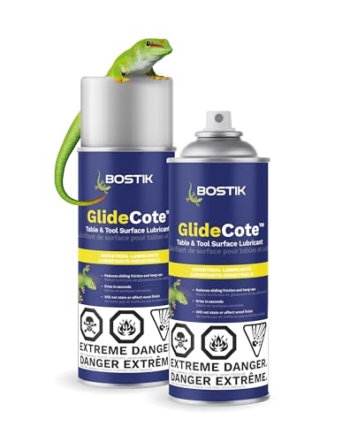 Bostik GlideCote on table saw fence showing smoother movement and reduced friction.