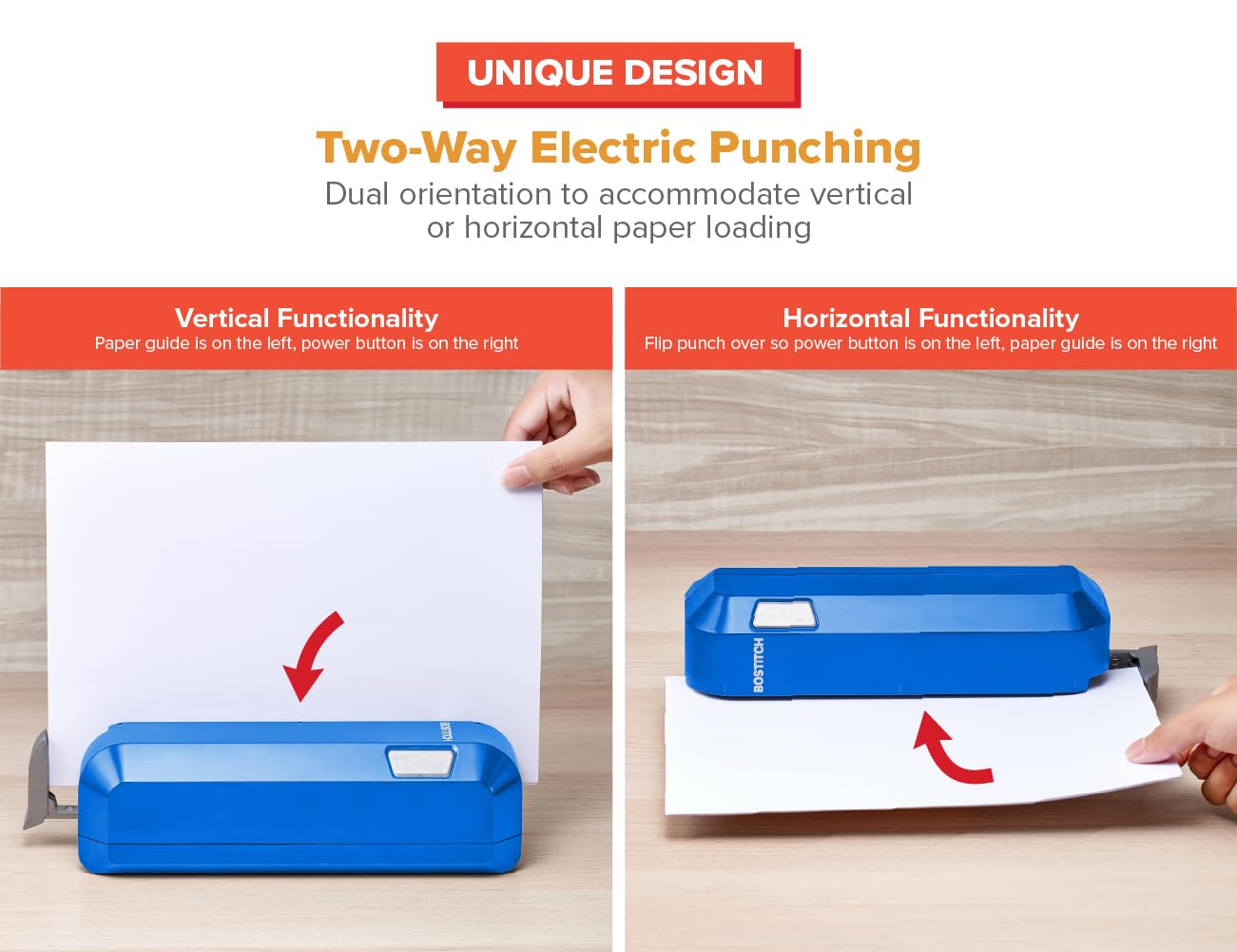 Bostitch EHP20 Blue powered by AC adapter or six AA batteries for portable use.