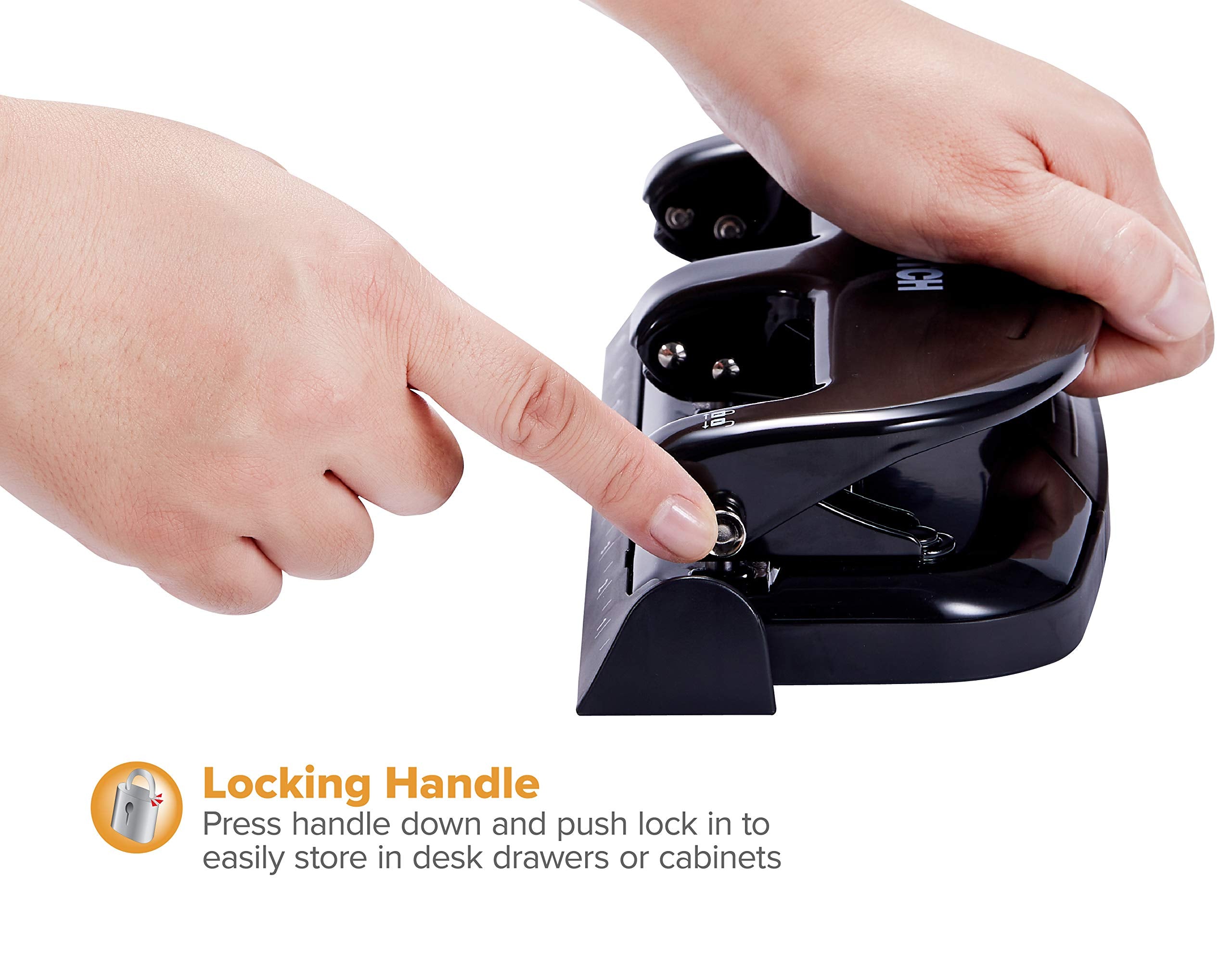 Bostitch HP20 integrated ruler helps quick alignment during punching.