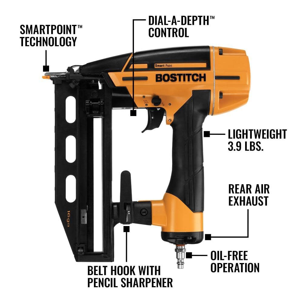 Bostitch oil-free operation minimizes staining on wood surfaces