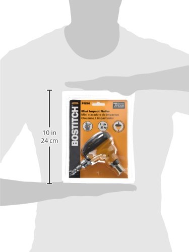 Bostitch PN50 front exhaust directs air away from the palm for safer operation.