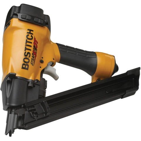 Bostitch Strap Shot safety system preventing misfires during metal fastening.