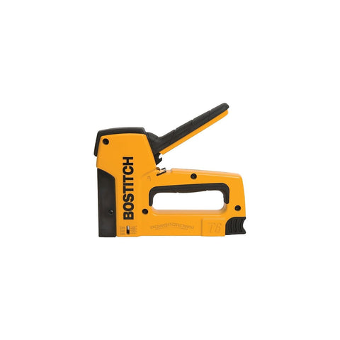 Bostitch T6-8 PowerCrown tacker side view highlighting lightweight build for extended use.