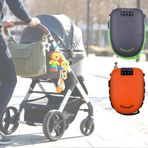 Bosvision orange lock with ski gear shows reliable security in snowy environments.