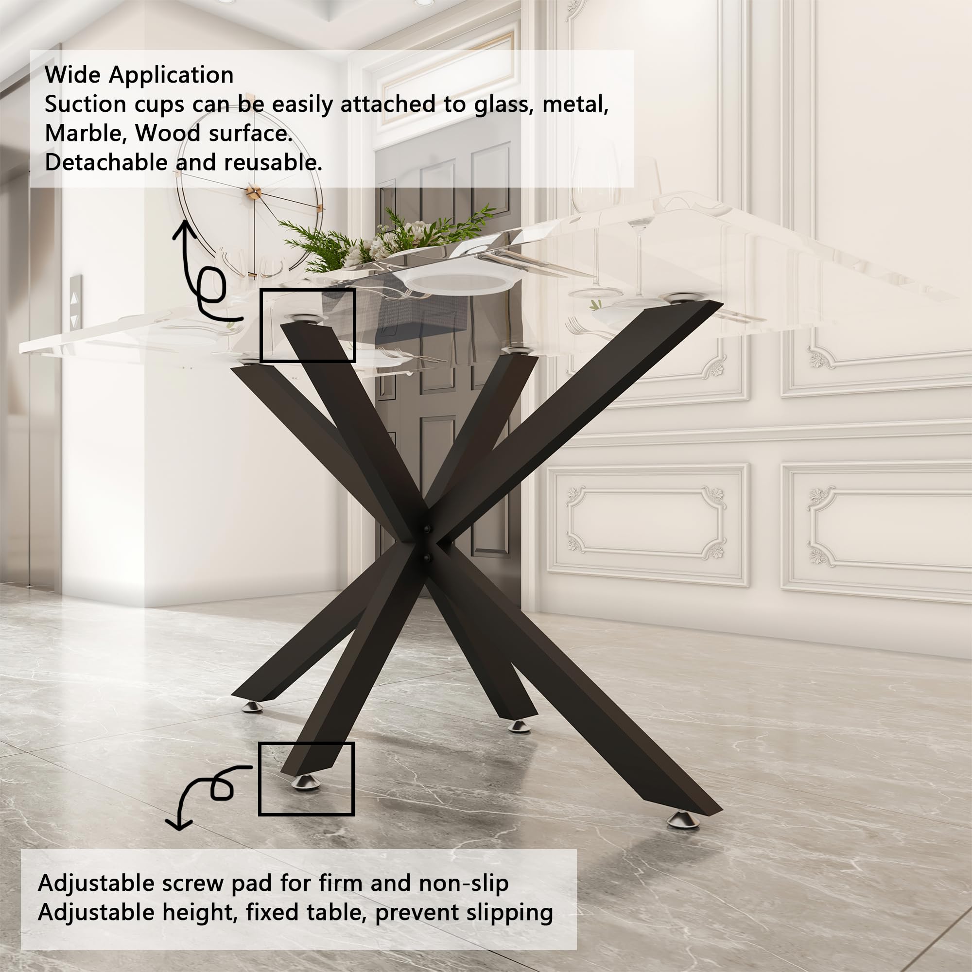 BOTAOYIYI heavy-duty metal legs provide stable support for any dining table.