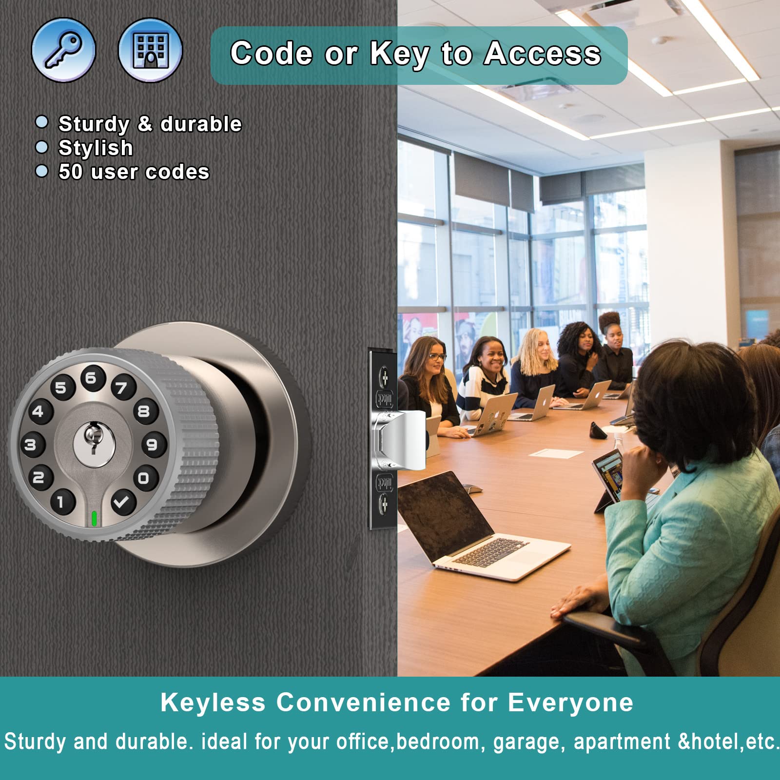 BOTHSTAR keypad door knob backlit keypad enables easy entry after dark.