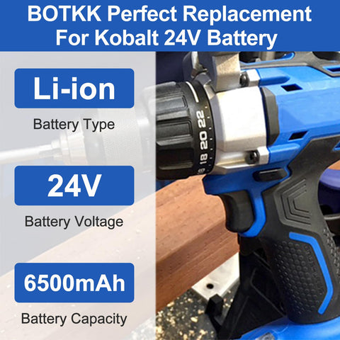 BOTKK battery compatible with Kobalt 24V Max models and KB-series