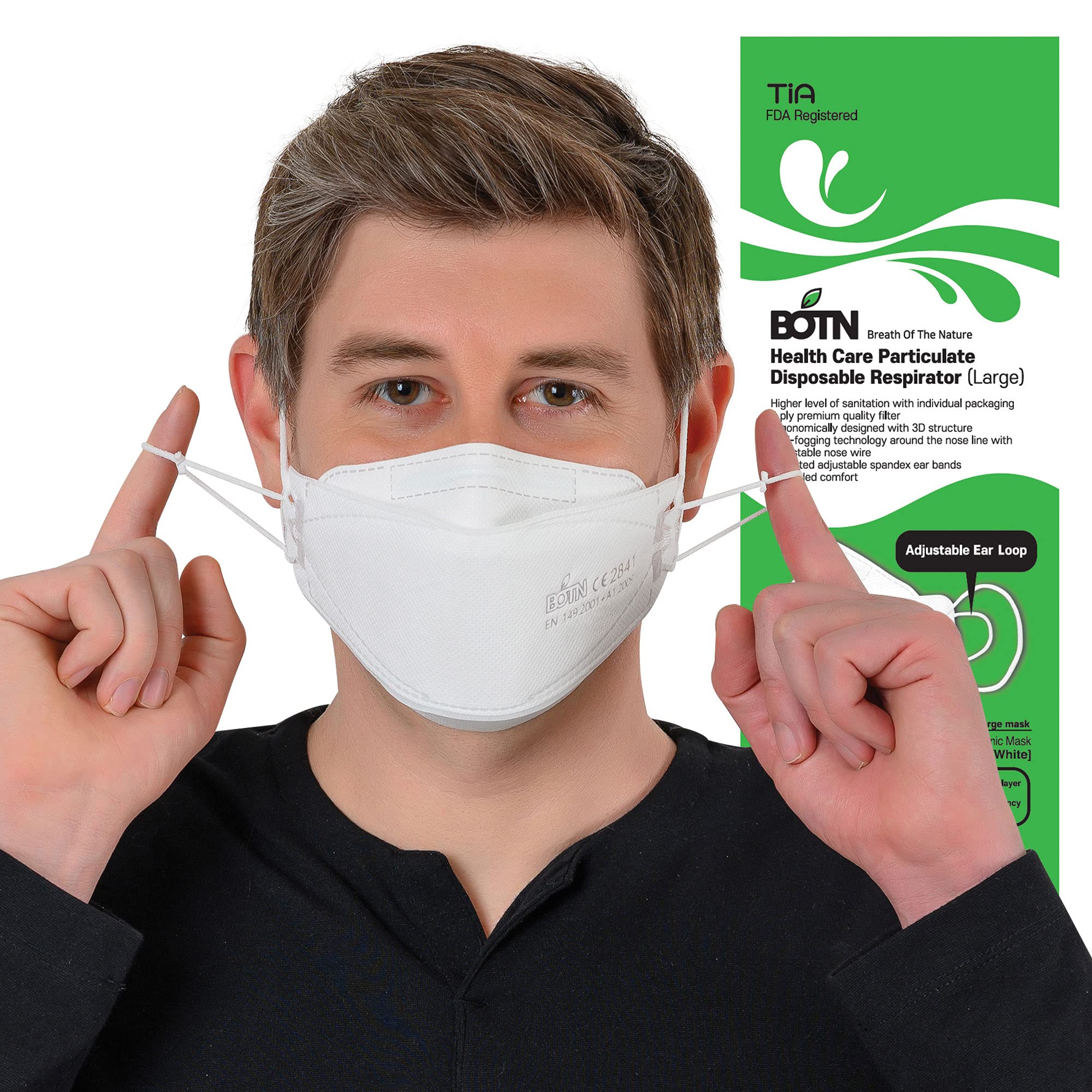 BOTN KF94 mask with a soft nosewire to prevent slipping and fogging.