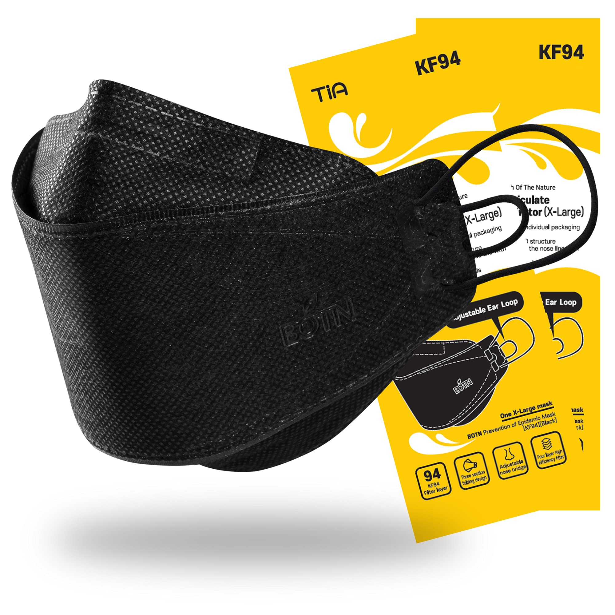 BOTN X-Large KF94 mask adjustable strap close-up demonstrates comfortable fit.