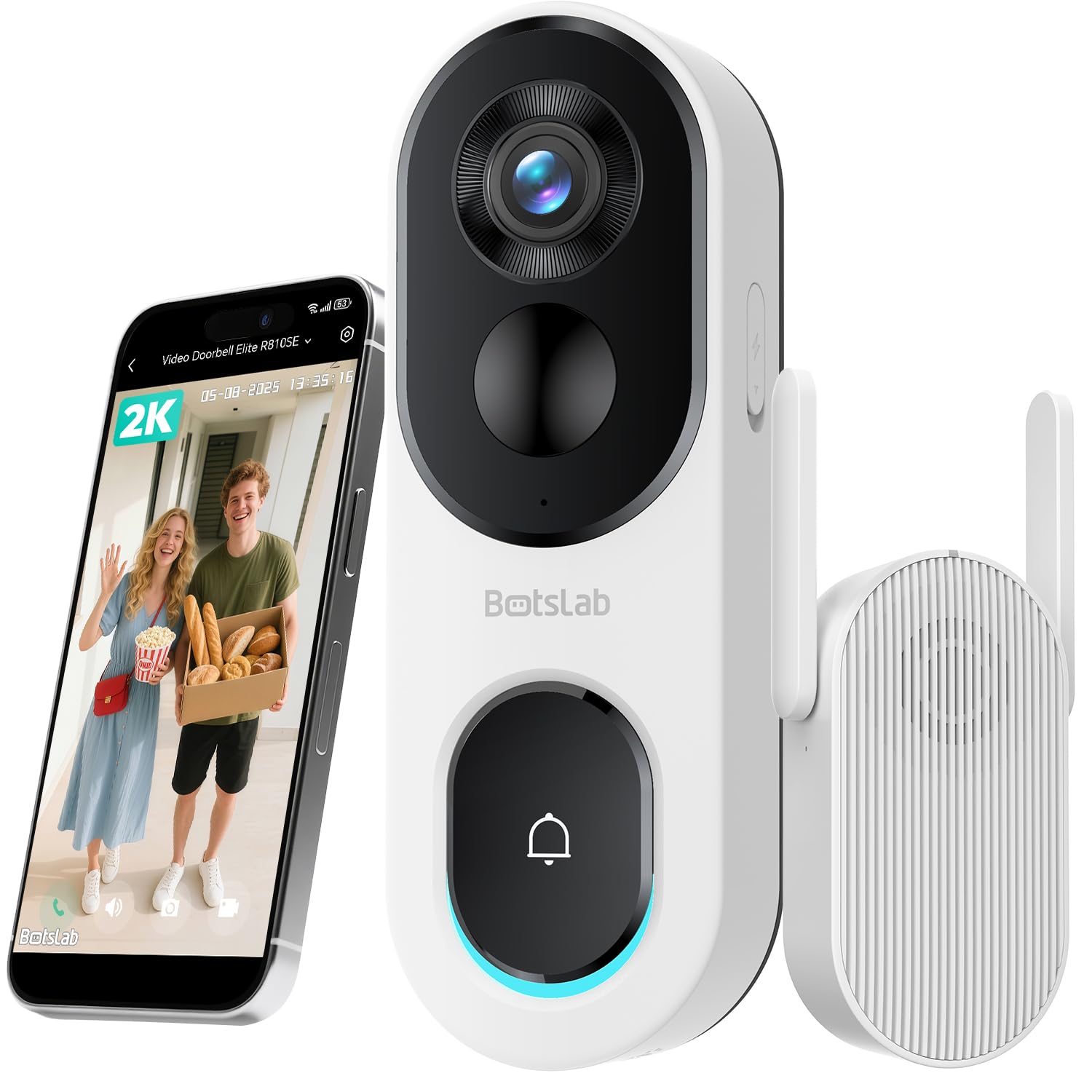BOTSLAB 2K doorbell front view for instant doorstep awareness