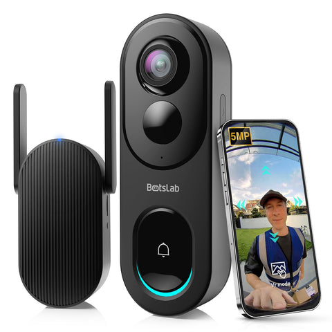 BOTSLAB Doorbell with 180° panorama view for wide doorstep coverage
