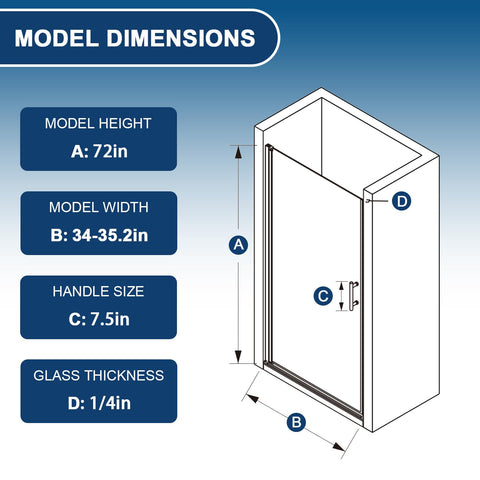 Botwinkle pivot shower door tempered glass provides clear visibility with safety and strength.