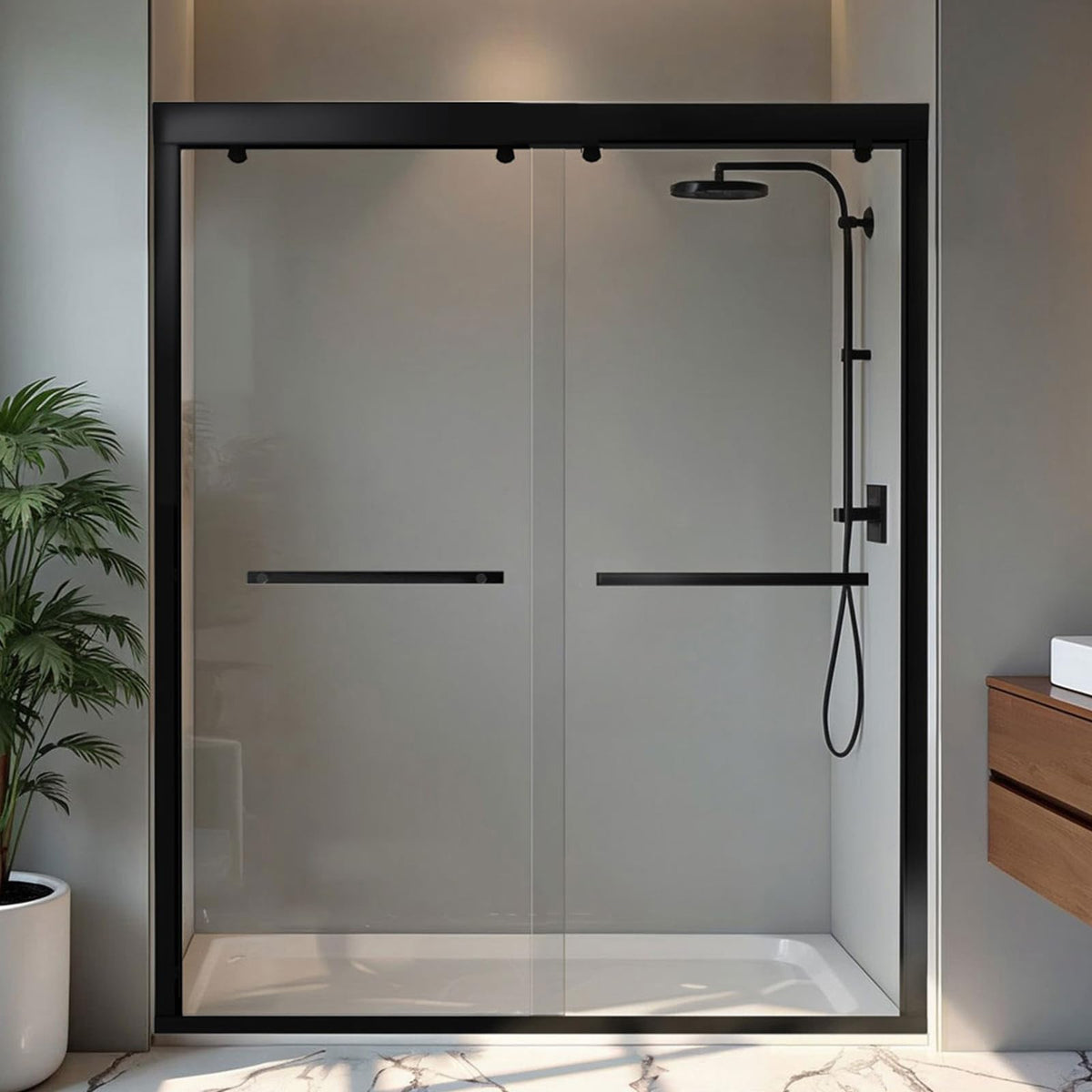 Botwinkle adjustable 56-60 inch width shower door for flexible installation