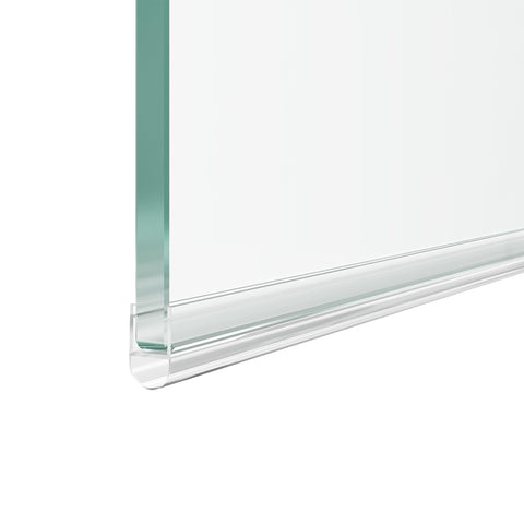 Bougainora soft edge cushions glass to reduce shower noise.