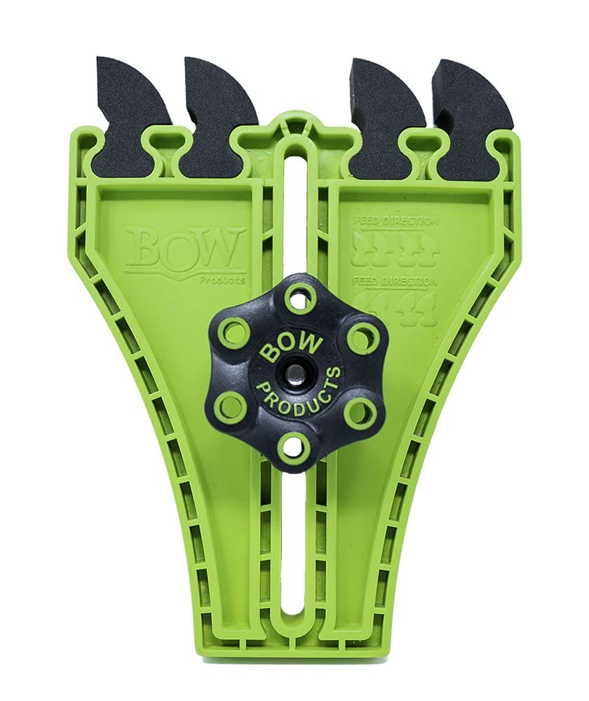 Bow Products FP5 featherboard side view highlighting replaceable feathers and durable foam