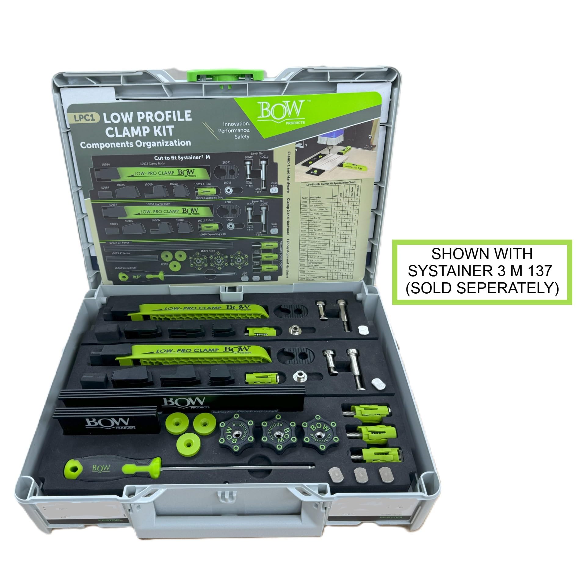 Bow Products Low Profile Clamping Kit interchangeable tips enable adaptable clamping.