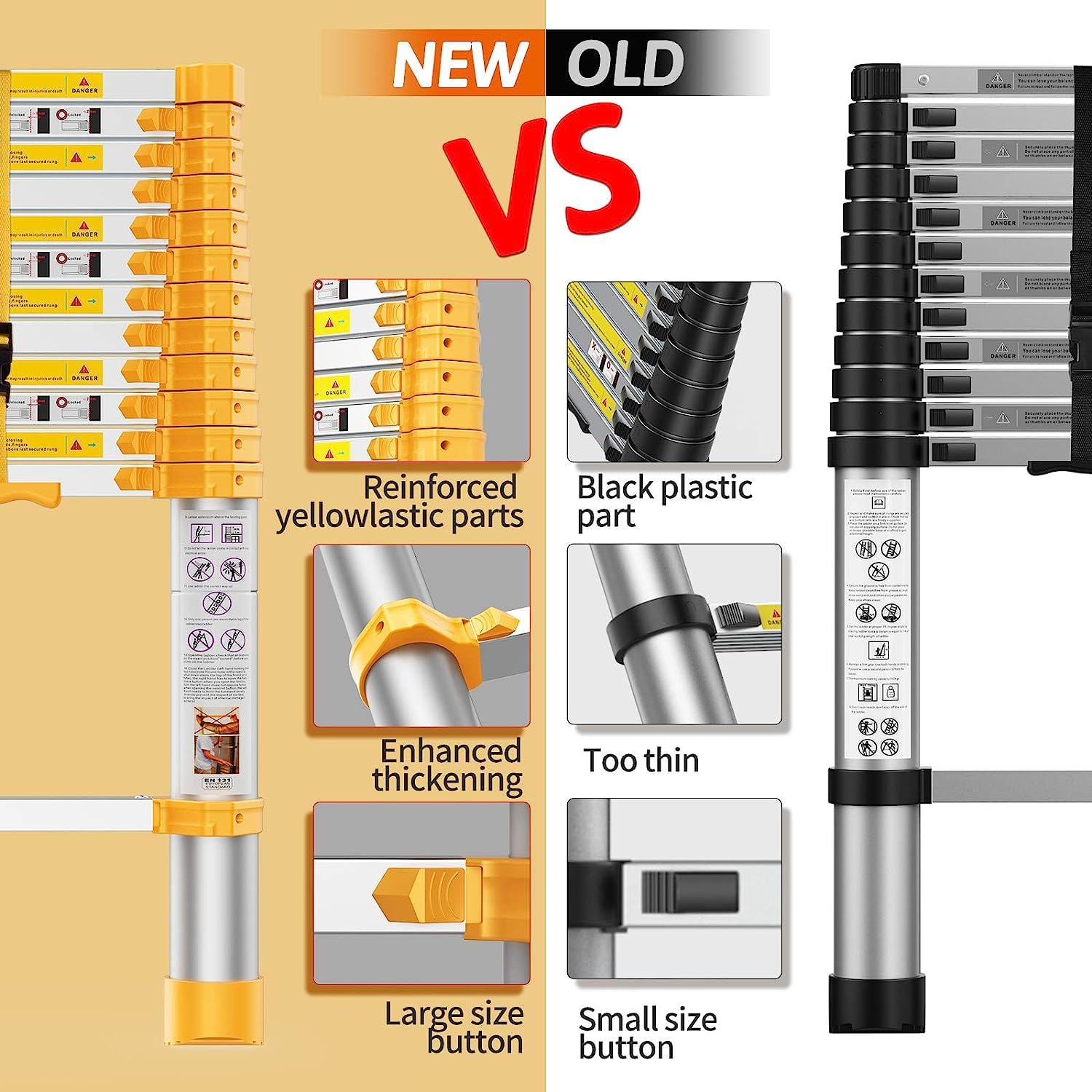 BOWEITI aluminum ladder rated for 330 lb, built for heavy-duty use.