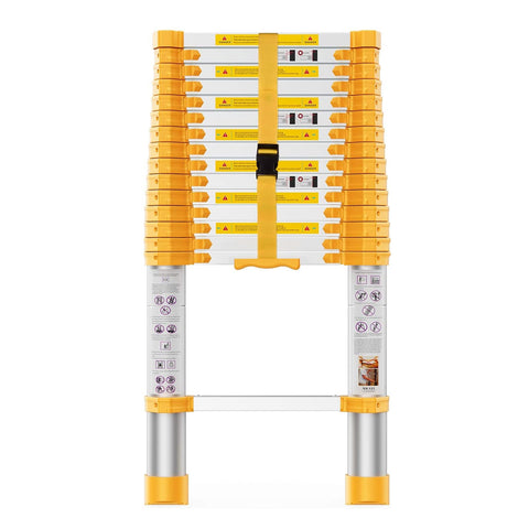 BOWEITI telescoping ladder extended to 15.5 ft for high-access tasks.