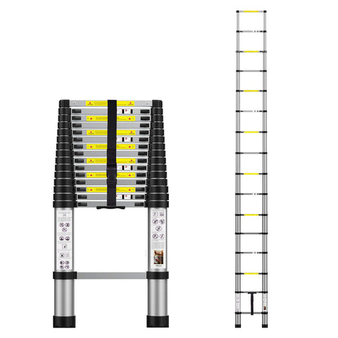 BOWEITI telescoping ladder extended for wide reach and versatile home tasks