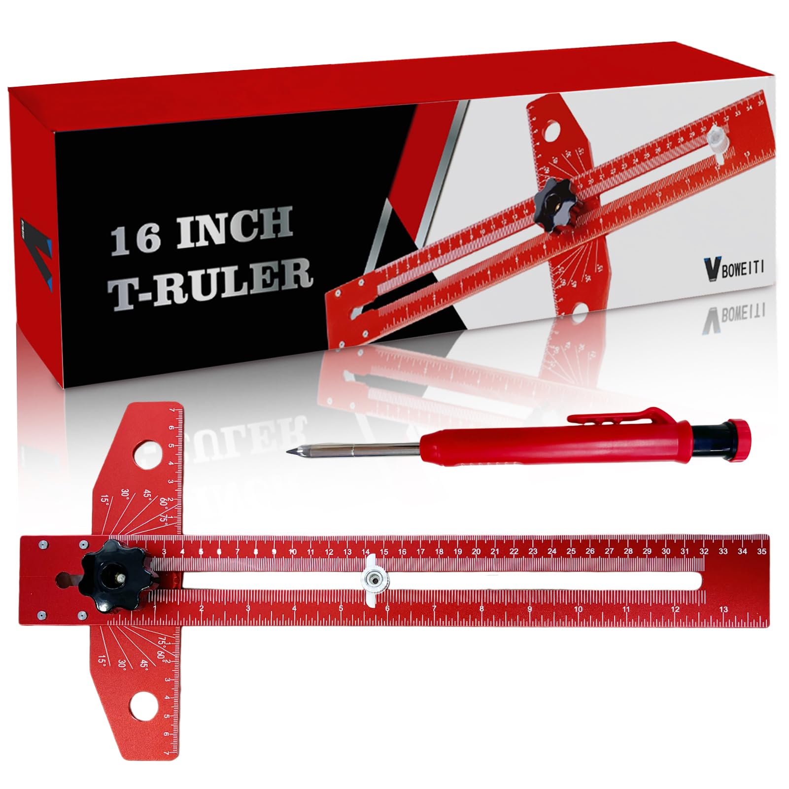 BOWEITI woodworkers Scriber 16 inch T-square for precise layout and marking.