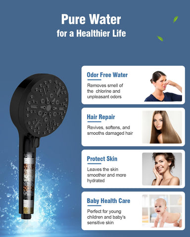 BOWGER six-mode shower head offers versatile sprays for customized cleansing.