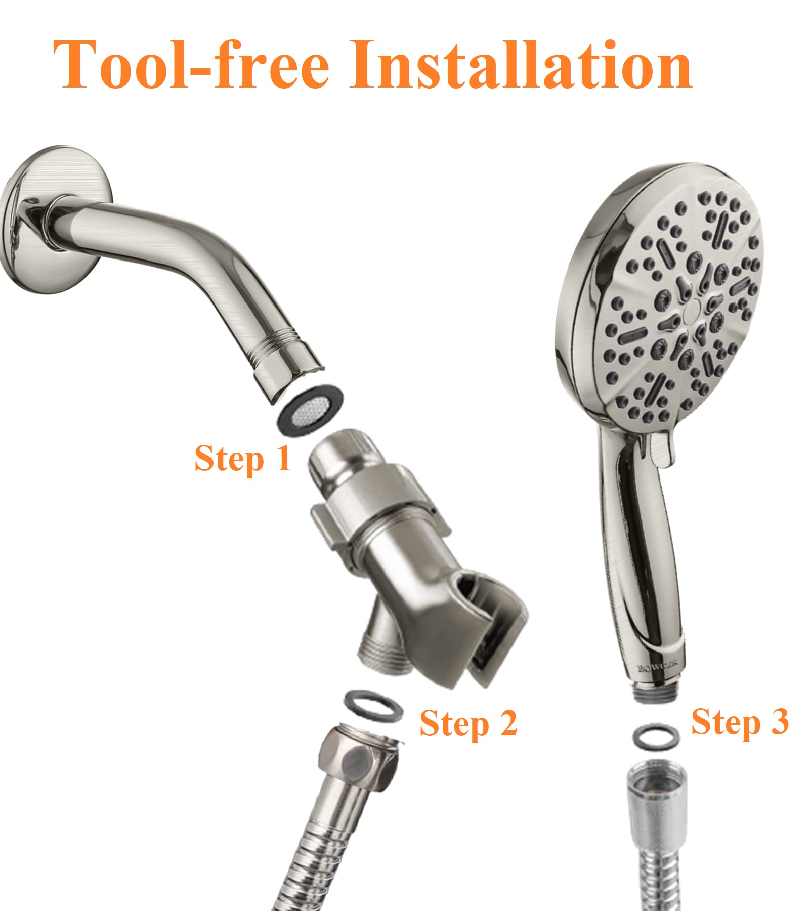 Bowger anti-clog silicone jets ensure consistent, easy-clean spray.