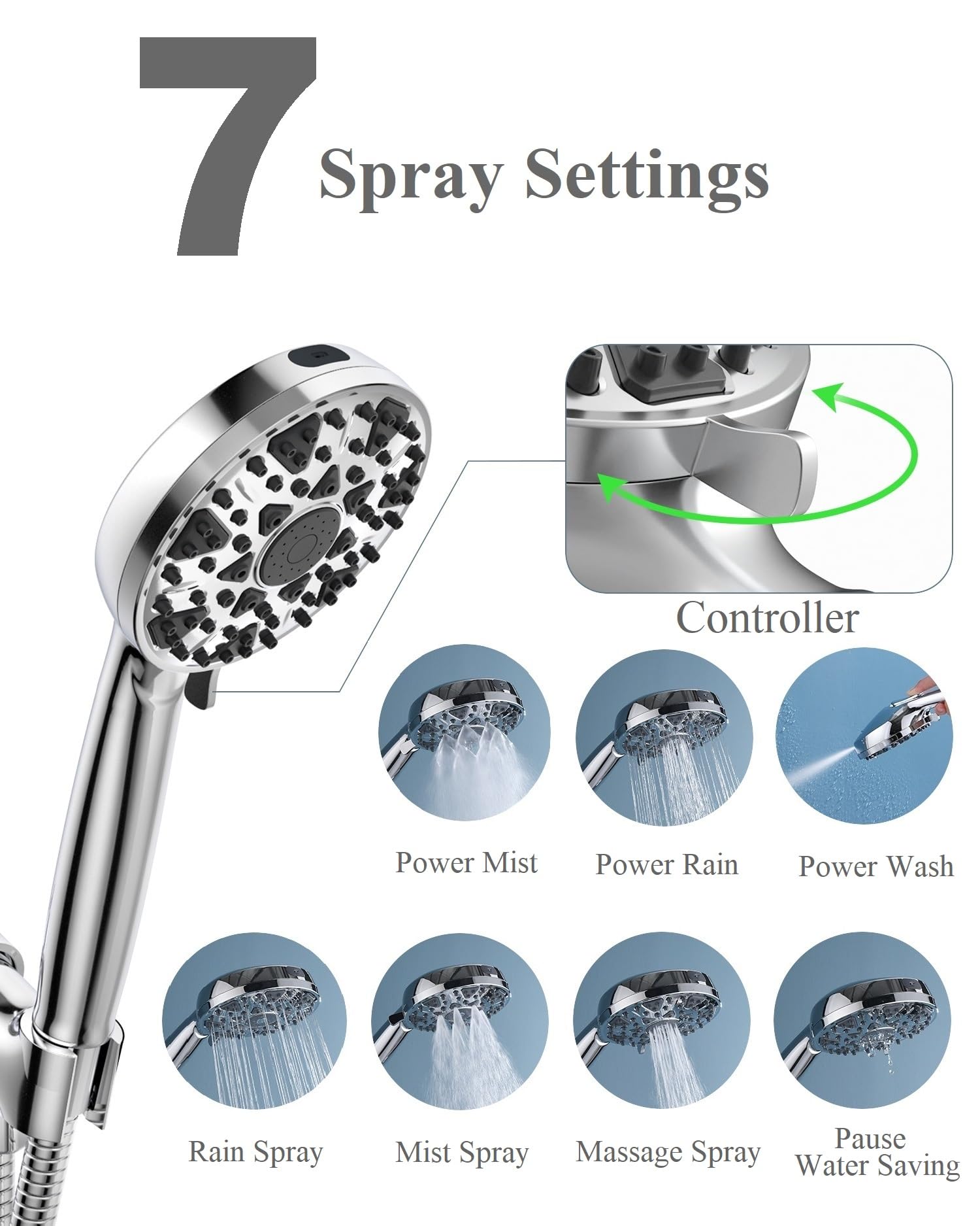 Bowger handheld shower head delivering high pressure for efficient rinsing