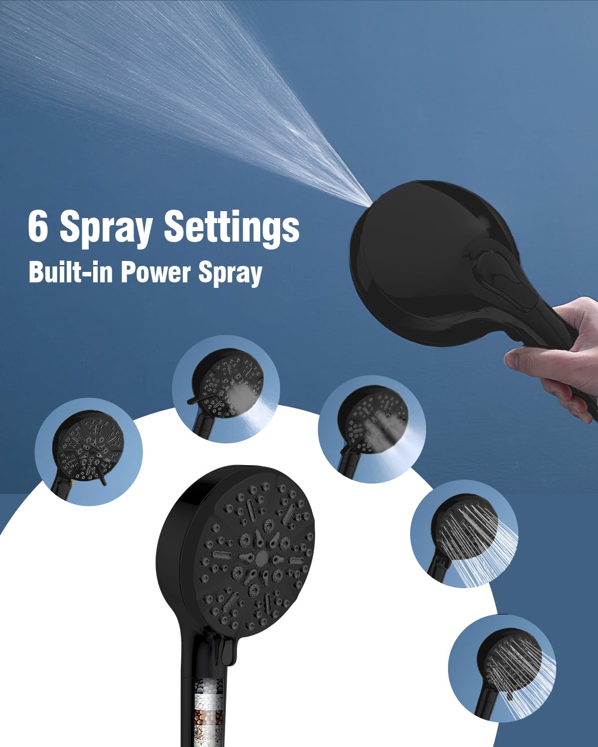 BOWGER high-flow design maintains steady water pressure for a relaxing shower.