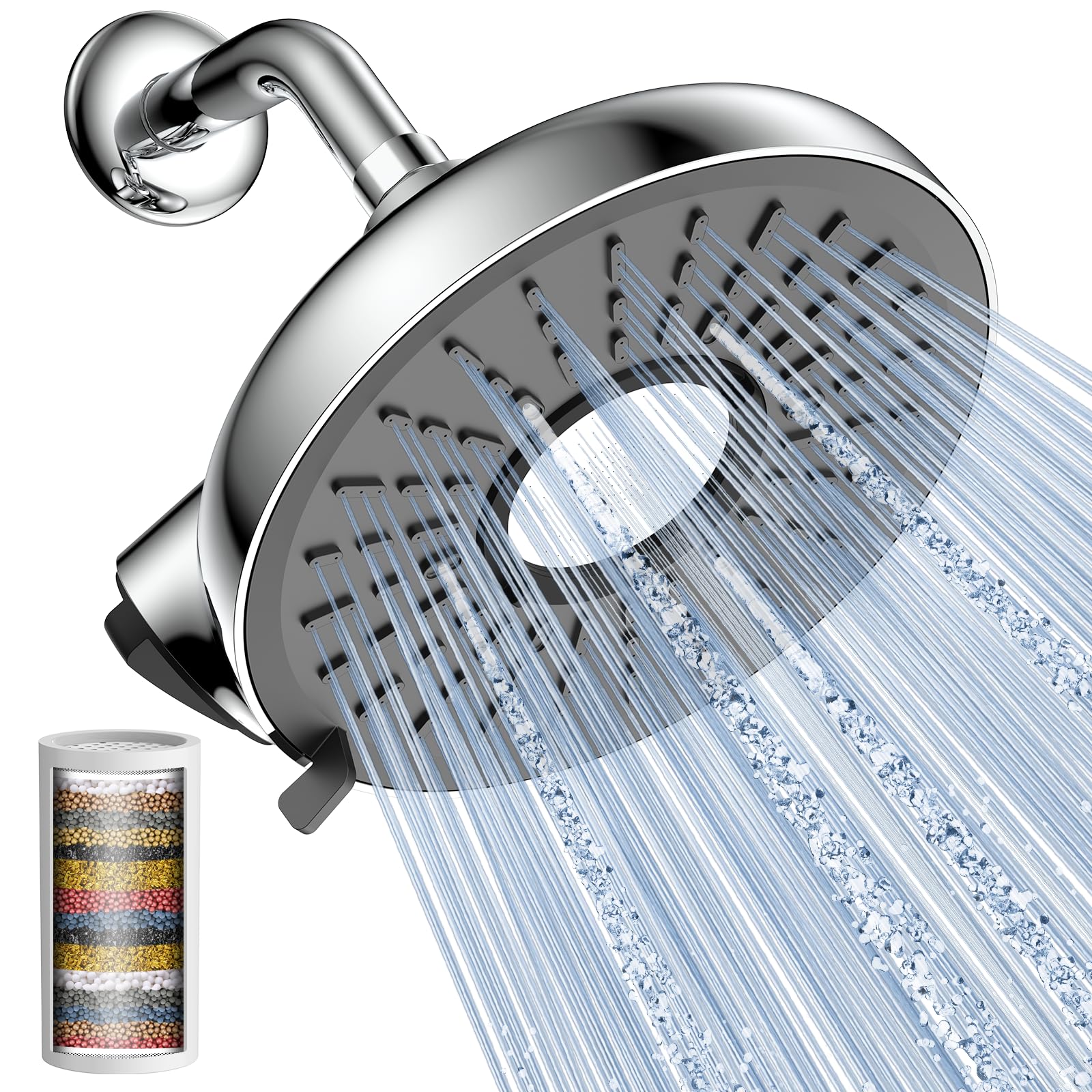 Bowger chrome showerhead providing a refreshing spa-like shower experience