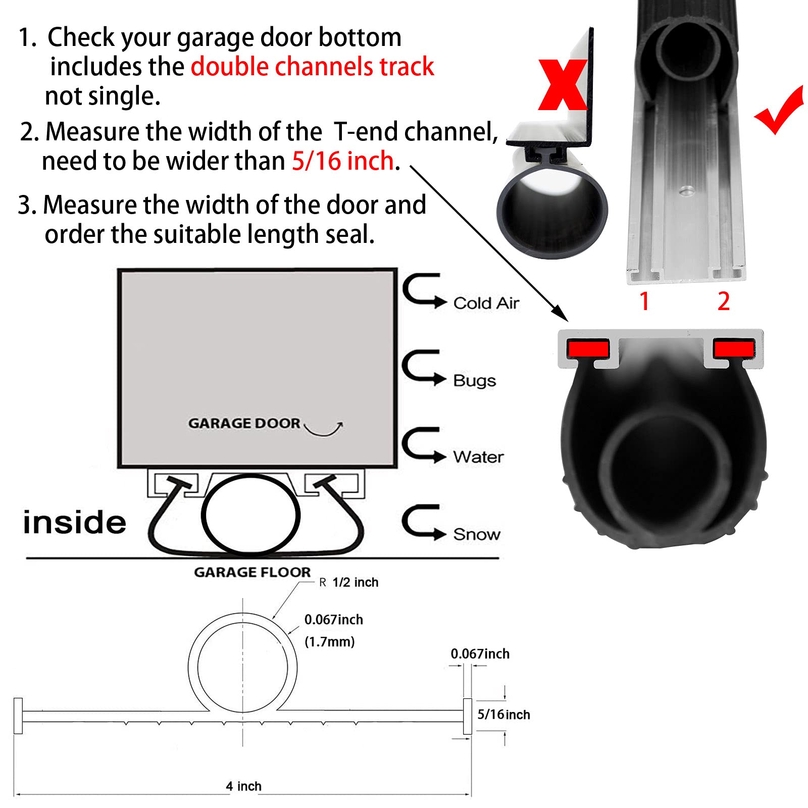 BOWSEN bottom-retainer-track seal illustrates easy no-screw installation with end plugs.