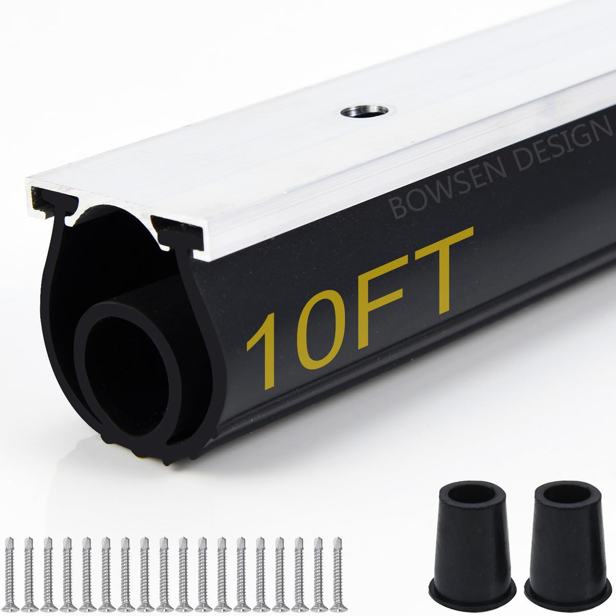 Bowsen heavy-duty bottom seal with aluminum track blocks drafts under a garage door